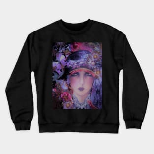 ART DECO BRIGHT FLORAL FLAPPER, COLLAGE POSTER PRINT VINTAGE Crewneck Sweatshirt